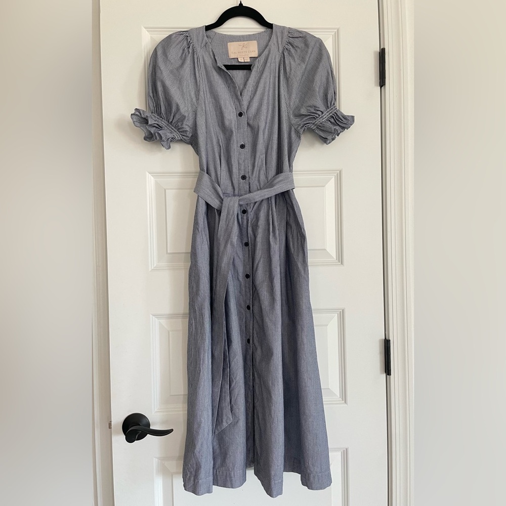 Gal Meets Glam Daisy Shirtdress Buttoned puff Sleeve Dress